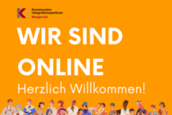 Bild mit vielen bunten Menschen mit dem Logo vom KI Wuppertal und den Titel "Wir Sind Online, Herzlich Willkommen!"