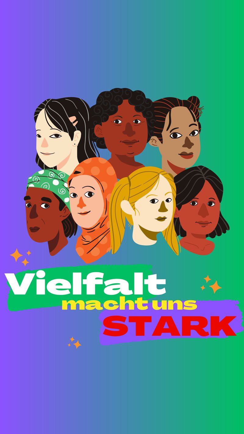 Plakat i.R. der Plakataktion an der Gesamtschule Barmen mit dem Titel "Vielfalt macht uns STARK"